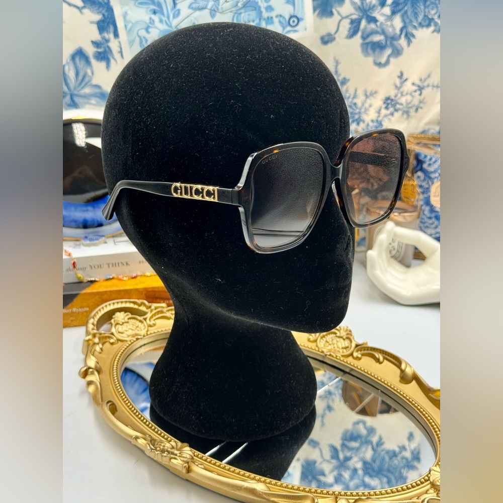 🆕 GUCCI 🧿NWOT GG1189003 Havana Oversized Rectangular Acetate Sunglasses - Picture 5 of 16